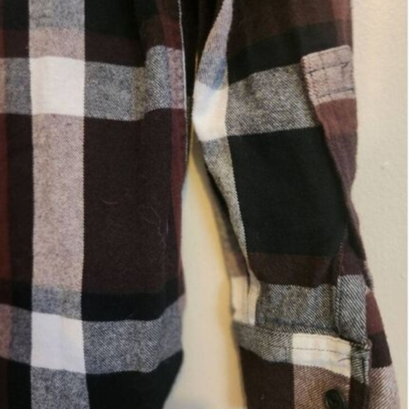 M18 Levi Strauss & Co Burgundy/White Plaid Flannel Shirt W Pockets Long Sleeved - Picture 7 of 10